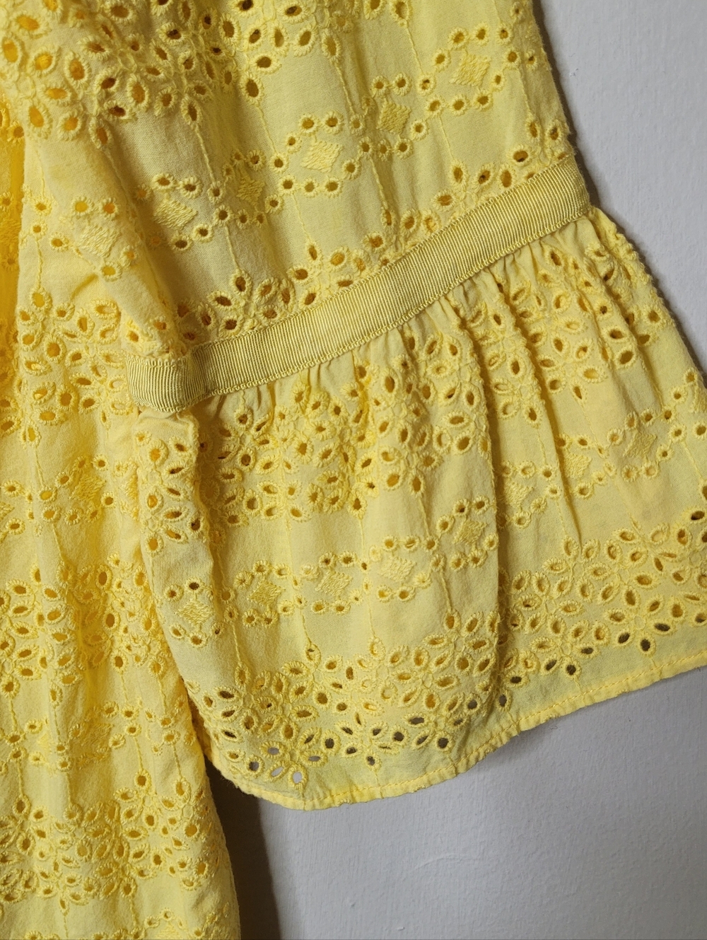 Talbots Eyelet Flounce Sleeve Top In Yellow - Picture 4 of 11